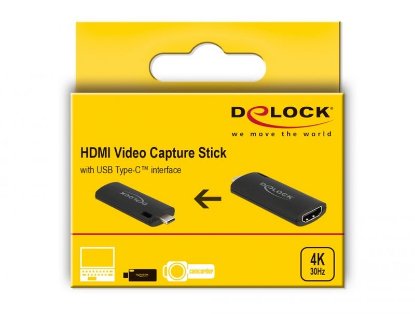 Adapter DELOCK, USB-C (M) na HDMI (Ž) Video Capture, 4K 30Hz, crni
