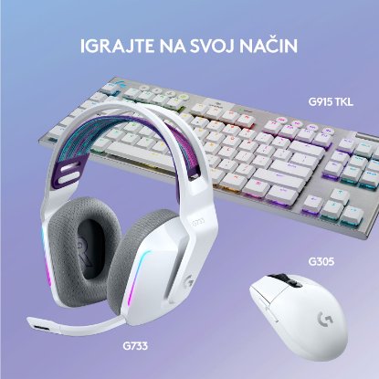 Slušalice LOGITECH Gaming G733 Lightspeed, RGB, bežične, bijele