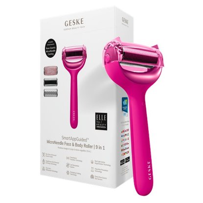 Uređaj za njegu lica i tijela GESKE MicroNeedle Face & Body Roller, 9u1, magenta