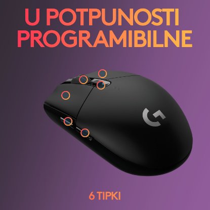 Miš LOGITECH Gaming G305 Lightspeed, bežični, optički, 12000dpi, crni, USB