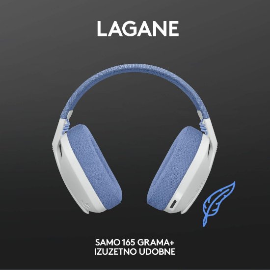 Slušalice LOGITECH Gaming G435 Lightspeed, USB-C, bežične, BT, lila-bijele