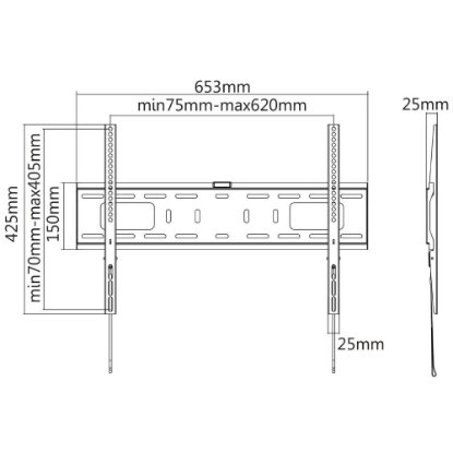 Nosač zidni za TV MANHATTAN 461986, 37" - 70", 50kg, fiksni