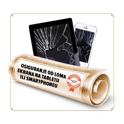 Osiguranje od loma ekrana smartphone-a/ tableta u trajanju od 24 mjeseci - vrijednosti uređaja 530,90-663,61 €