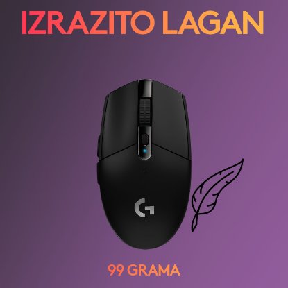 Miš LOGITECH Gaming G305 Lightspeed, bežični, optički, 12000dpi, crni, USB