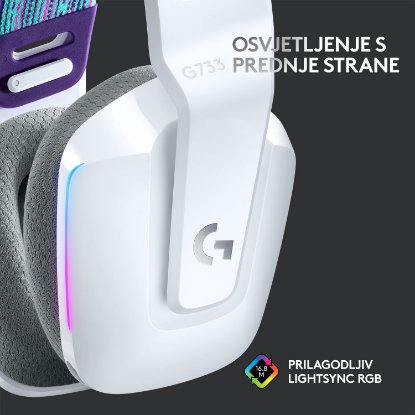 Slušalice LOGITECH Gaming G733 Lightspeed, RGB, bežične, bijele