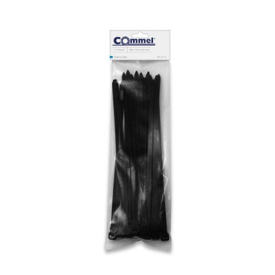 Plastične vezice za kabele, 7.5 mm x 250 mm, crne, 25 kom