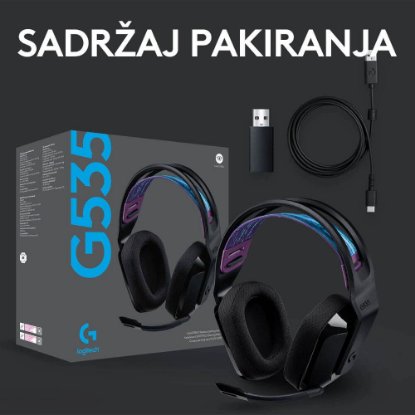 Slušalice LOGITECH Gaming G535 Lightspeed, bežične, crne