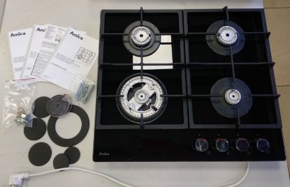 RABLJENI - Ugradbena ploča AMICA DP 6413 LZBG, plinska, , 60 cm, 4 plamenika, staklokeramika, crna