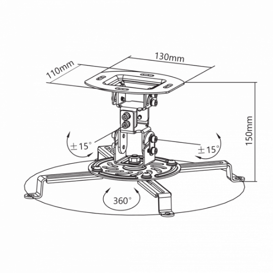 Nosač za projektor SBOX PM-18, do 13.5kg, stropni, bijeli