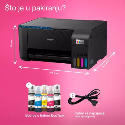 Multifunkcijski printer EPSON EcoTank L3271, printer/scanner/copy, 5760 x 1440, WiFi, USB, crni