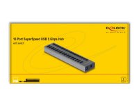 USB HUB DELOCK, 16-portni USB 3.2, s prekidačima, sivi