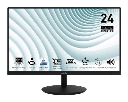Monitor 23.8" MSI PRO MP242A, FHD, IPS, 100Hz, 1ms, 300cd/m2, zvučnici, crni