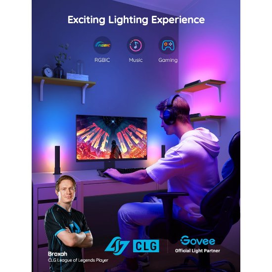 LED lampa GOVEE RGBICWW WiFi + Bluetooth Flow Plus Light Bars