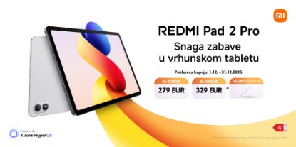 Prikažite detalje za Xiaomi Redmi Pad 2 Pro – Snaga, stil i preciznost u tvojim rukama! Kupi sada i na poklon dobivaš olovku gratis!