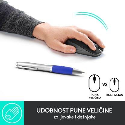Miš LOGITECH M190, optički, bežični, 1000dpi, crni