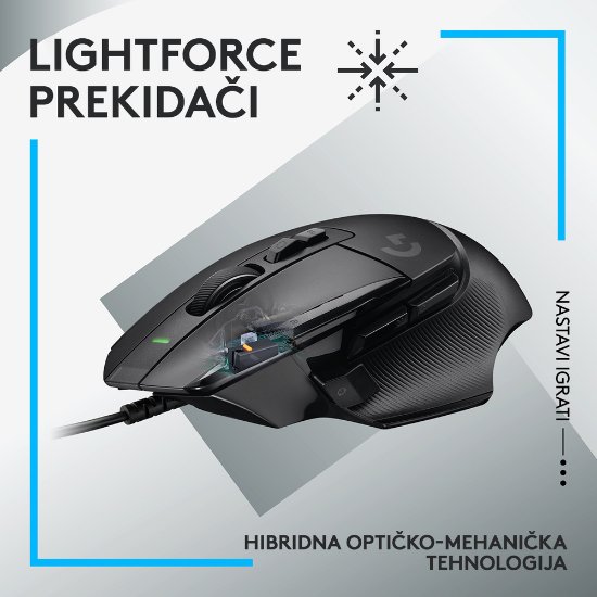 Miš LOGITECH Gaming G502 X, optički, 25600dpi, crni, USB