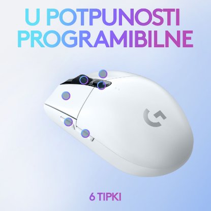 Miš LOGITECH Gaming G305 Lightspeed, bežični, optički, 12000dpi, bijeli, USB