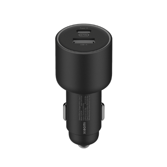 Auto punjač XIAOMI 67W, USB-A i USB-C, crni