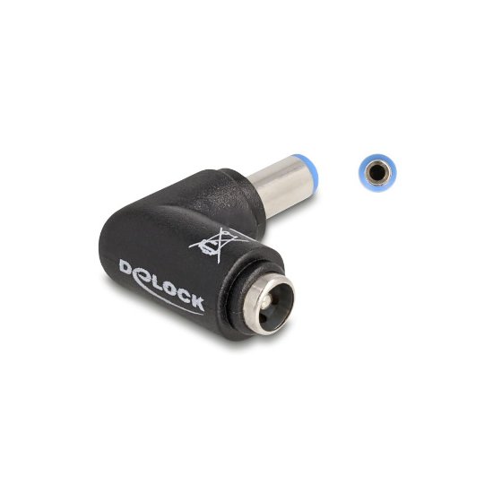 Adapter DELOCK 5,5 x 2,1mm(M) na 5,5 x 2,1mm (Ž), kutni, za punjenje laptopa