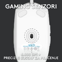 Miš LOGITECH Gaming G102 Lightsync, optički, 8000dpi, bijeli, USB