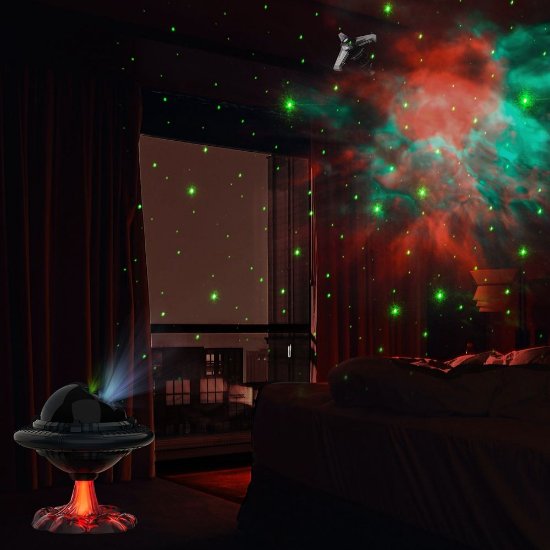 Laserski projektor LONVIS UFO Star Projector, daljinski upravljač, crni