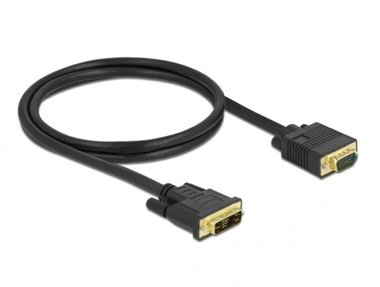 Kabel DELOCK, DVI 12+5 (M) na VGA (M), 1m