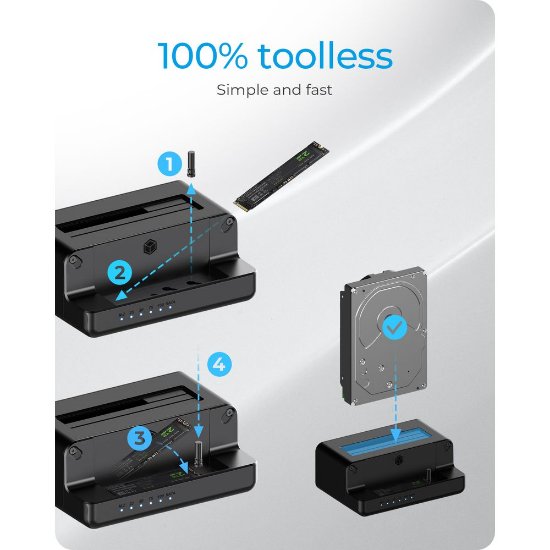 Docking station ICY BOX IB-2914MSCL-C31, USB-A/C 3.2 Gen2, M.2 NVMe SSD, 2.5”/3.5” SATA SSD/HDD, kloniranje