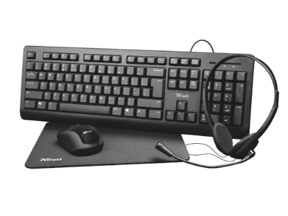 Tipkovnica + miš + podloga + slušalice TRUST Primo Home Office Set