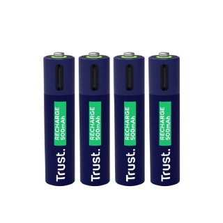 Baterije TRUST AAA, punjive, USB-C, 4 komada