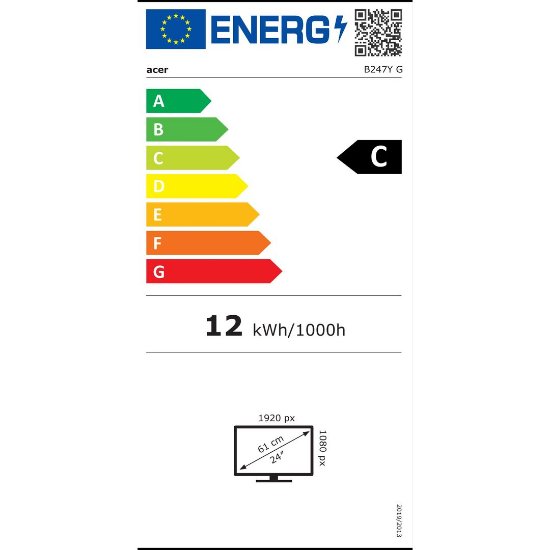 Monitor 23,8" ACER Vero B247YGbmiprzx UM.QB7EE.G05, FHD, IPS, 120Hz, 4ms, 250cd/m2, pivot, zvučnici, crni