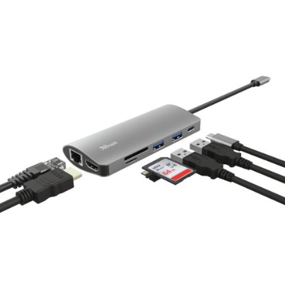 Docking station TRUST Dalyx, 7 u 1, USB-C na 2x USB 3.1, USB-C, HDMI, G-LAN, Card Reader, za laptop