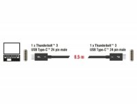 Kabel DELOCK, Thunderbolt 3, USB-C (M) na USB-C (M), 0.5m, crni
