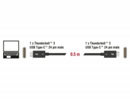 Kabel DELOCK, Thunderbolt 3, USB-C (M) na USB-C (M), 0.5m, crni