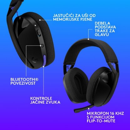 Slušalice LOGITECH Gaming G321, bežične, BT, USB, crne