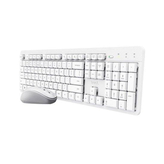 Tipkovnica + miš TRUST Ody II Silent, US layout, bežična, bijela