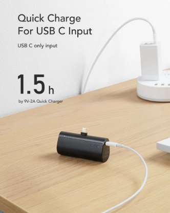 Mobilni USB punjač VEGER PlugON, 5000 mAh, lightning, crni