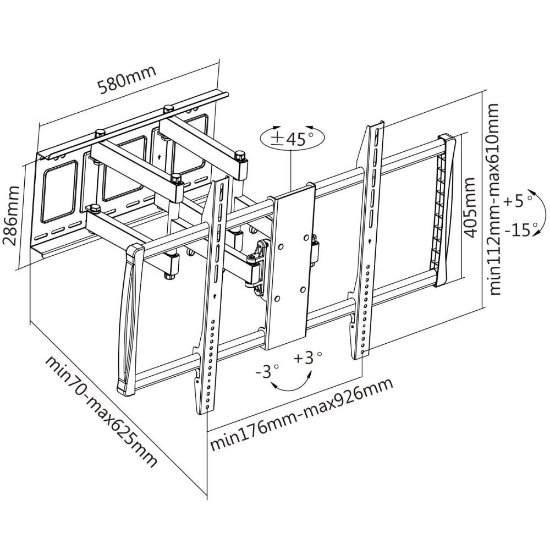 Nosač zidni za TV MANHATTAN 461221, 60" - 100", 80kg, zakretni