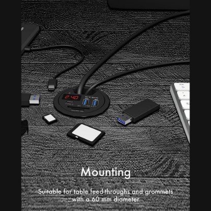 USB HUB ICY BOX IB-HUB1404, ugradbeni, USB-A na 2x USB-A 3.0, USB-C, SD/microSD