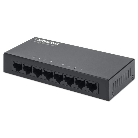 Switch INTELLINET 523318, 10/100 Mbps, 8-port, metalno kućište, kabel Cat5e 1m