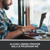 Miš LOGITECH M185, optički, bežični, 1000dpi, crno-crveni