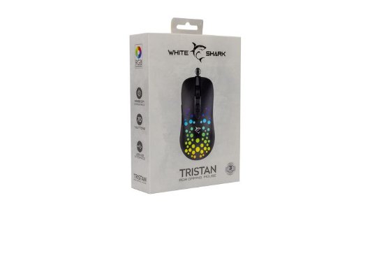 Miš WHITE SHARK Tristan 2, optički, 12800dpi, crni