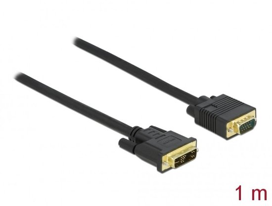 Kabel DELOCK, DVI 12+5 (M) na VGA (M), 1m