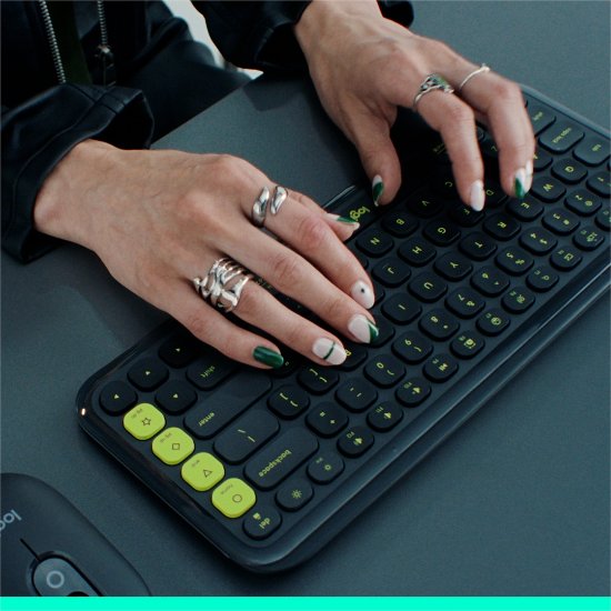 Tipkovnica LOGITECH POP Icon Keys, bežična, US Layout, BT, sivo-zelena