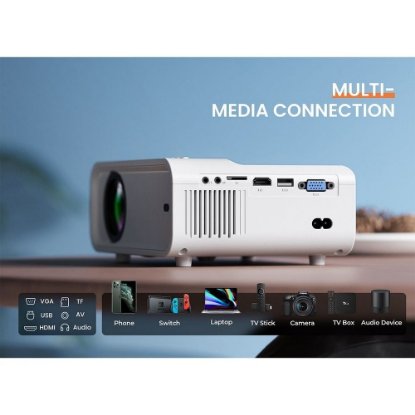 Projektor LCD, VANKYO SunSpark 500W, 800x600, 110 ANSI Lumena, WiFi, Android, bijeli, platno 100"