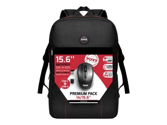 Ruksak za laptop PORT Premium pack, 15.6", crna + bežični miš