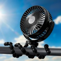 Ventilator MIKAMAX Flex Fan, baterijski, fleksibilni stalak, crni