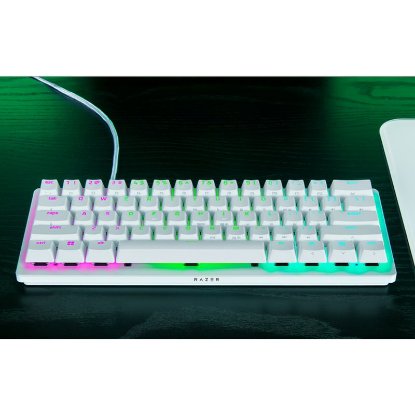 Tipkovnica RAZER Huntsman V3 Pro Mini White Edition, Analog Switch, RGB, US Layout, USB, bijela