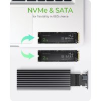 Eksterno kućište ICY BOX IB-1817MC-C31, M.2 NVMe/SATA SSD, USB-C, sivo