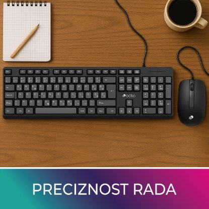 Tipkovnica + miš OCTIO KM101U, crni, USB