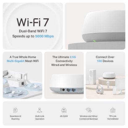 Router TP-LINK Deco BE25, BE3600, Whole Home Mesh Wi-Fi 7, Dual Band 2.4GHz/5GHz, 2×LAN, 2 komada